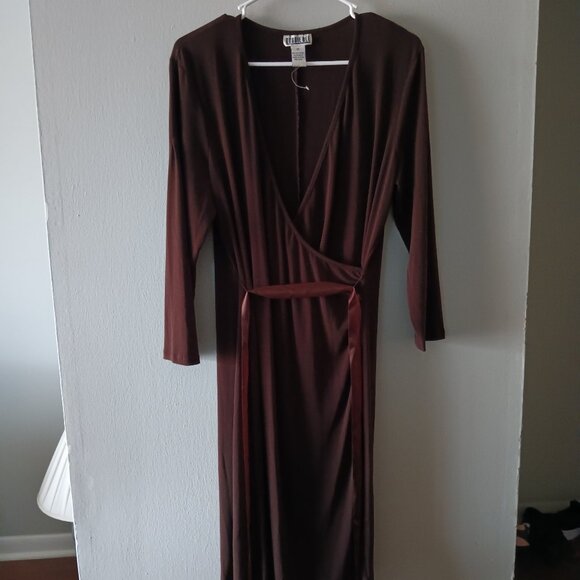 Robbie Bee, brown long sleeve dress. size 14 - Picture 1 of 4